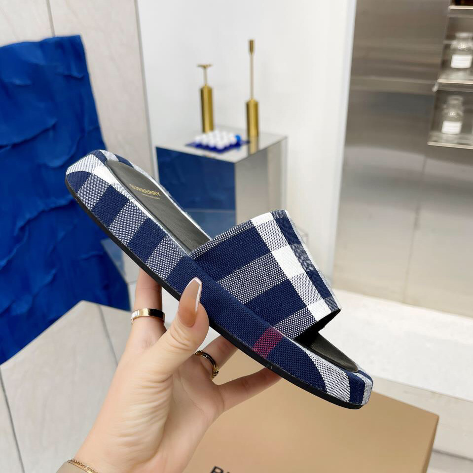 Burberry Check Cotton Slides - EUR FASHION