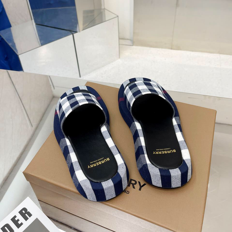 Burberry Check Cotton Slides - EUR FASHION