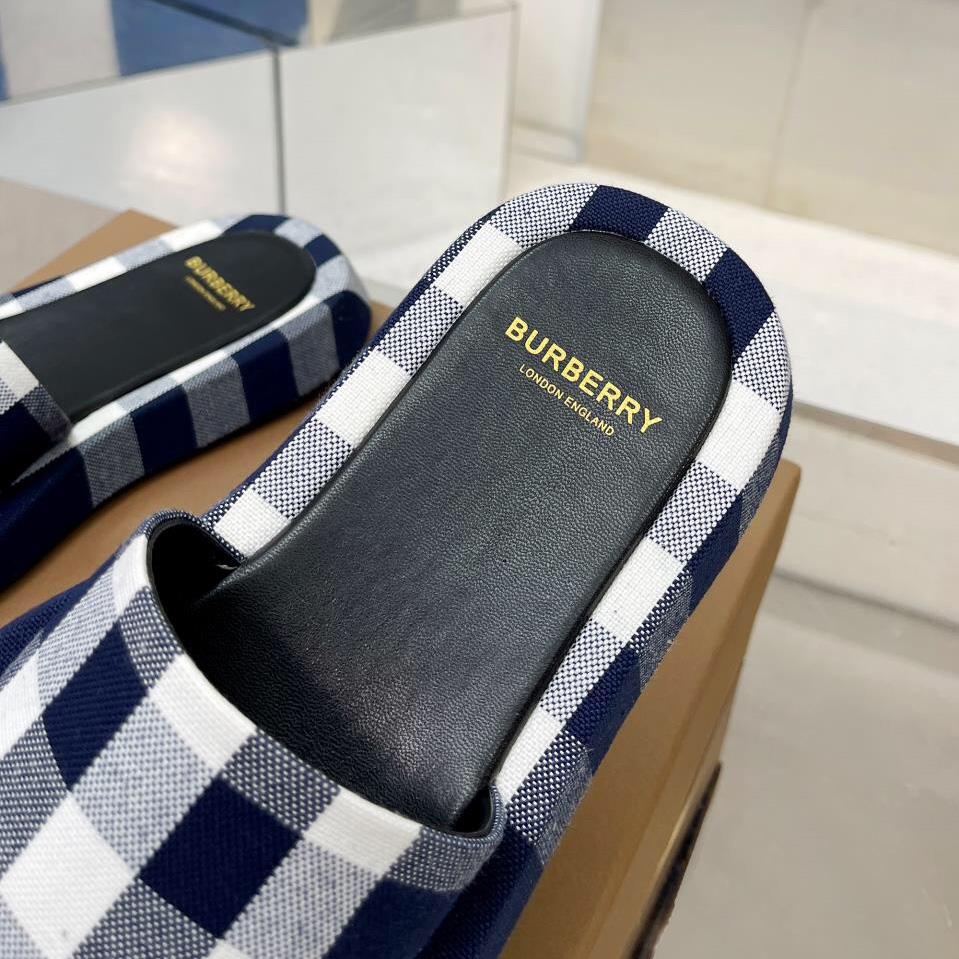 Burberry Check Cotton Slides - EUR FASHION