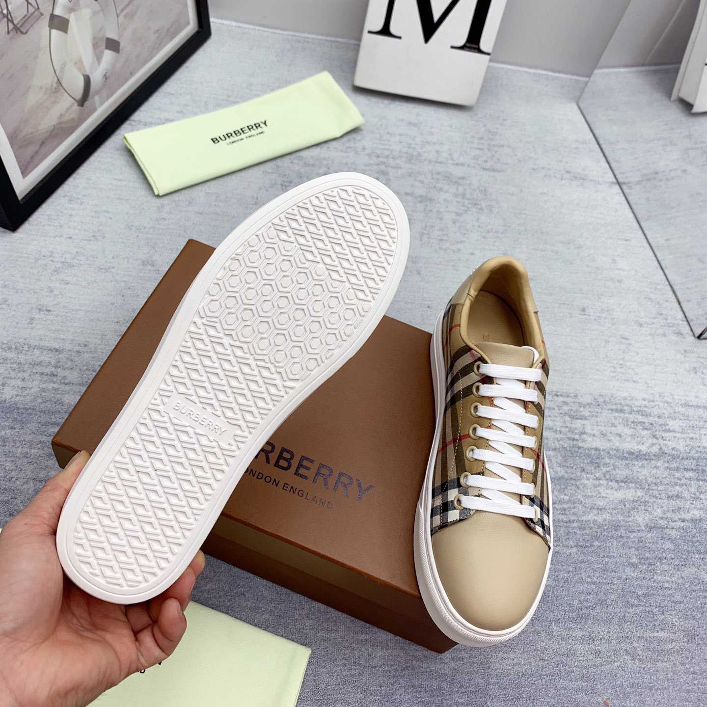Burberry Vintage Check and Leather Sneakers - EUR FASHION