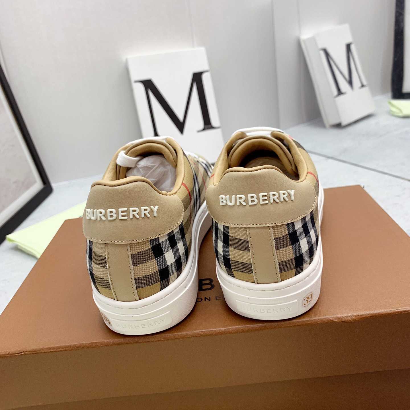 Burberry Vintage Check and Leather Sneakers - EUR FASHION