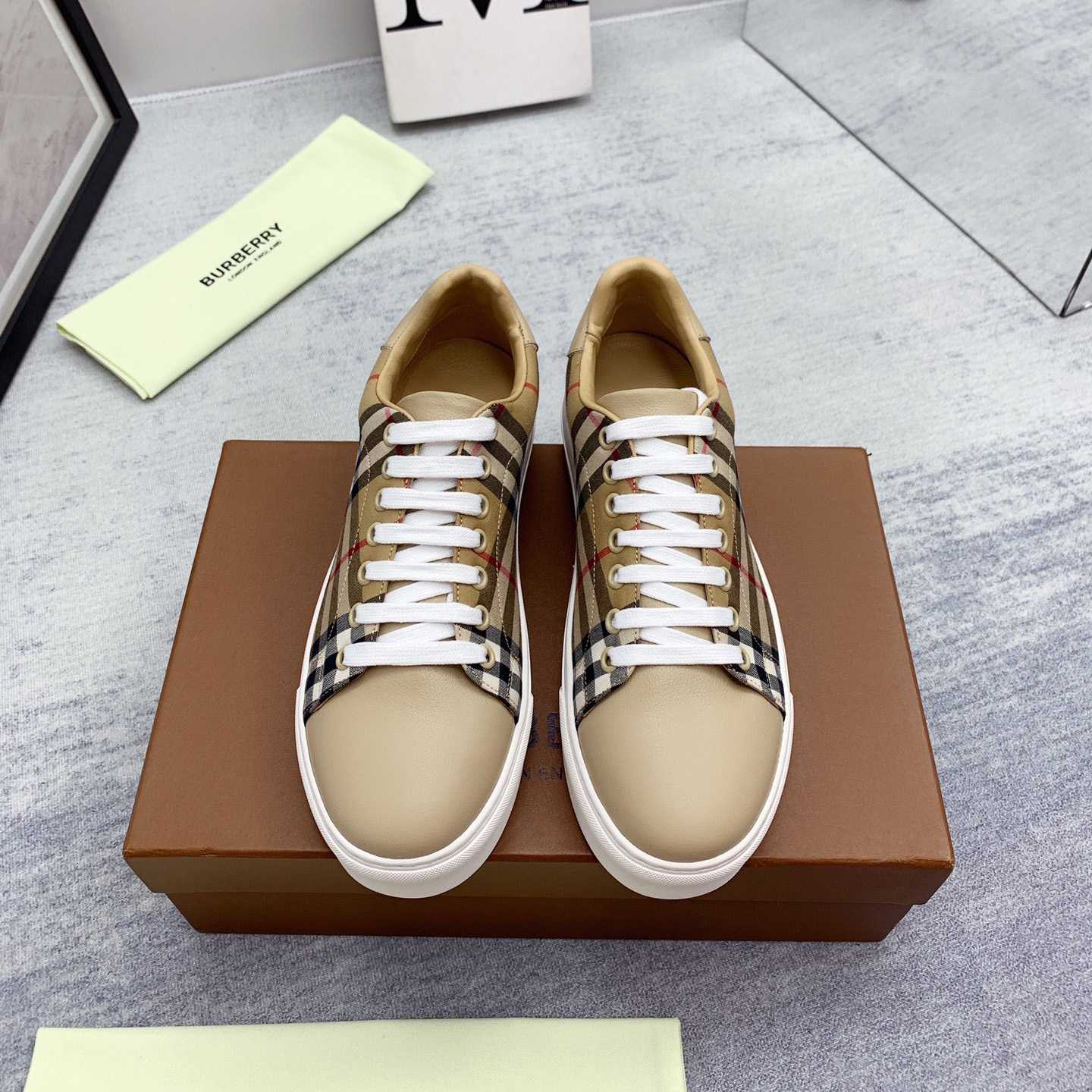Burberry Vintage Check and Leather Sneakers - EUR FASHION