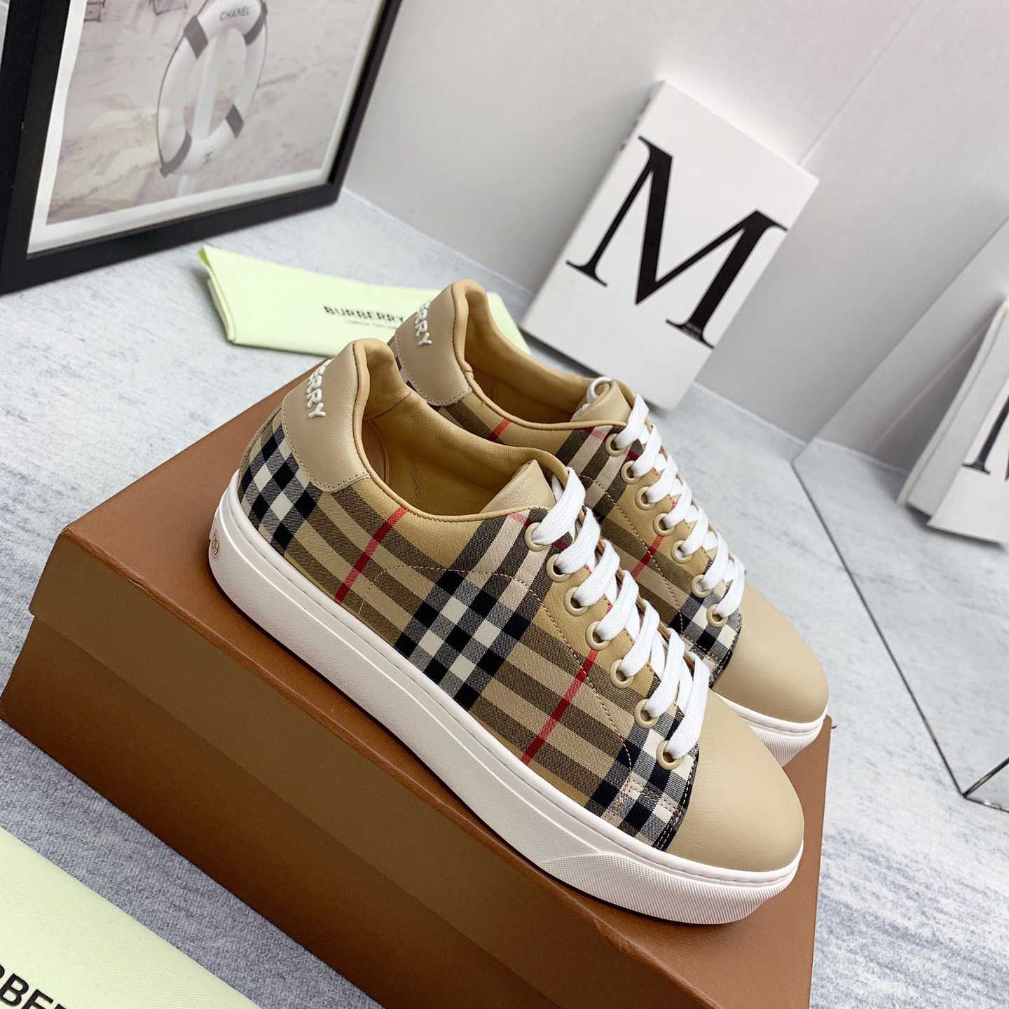 Burberry Vintage Check and Leather Sneakers - EUR FASHION