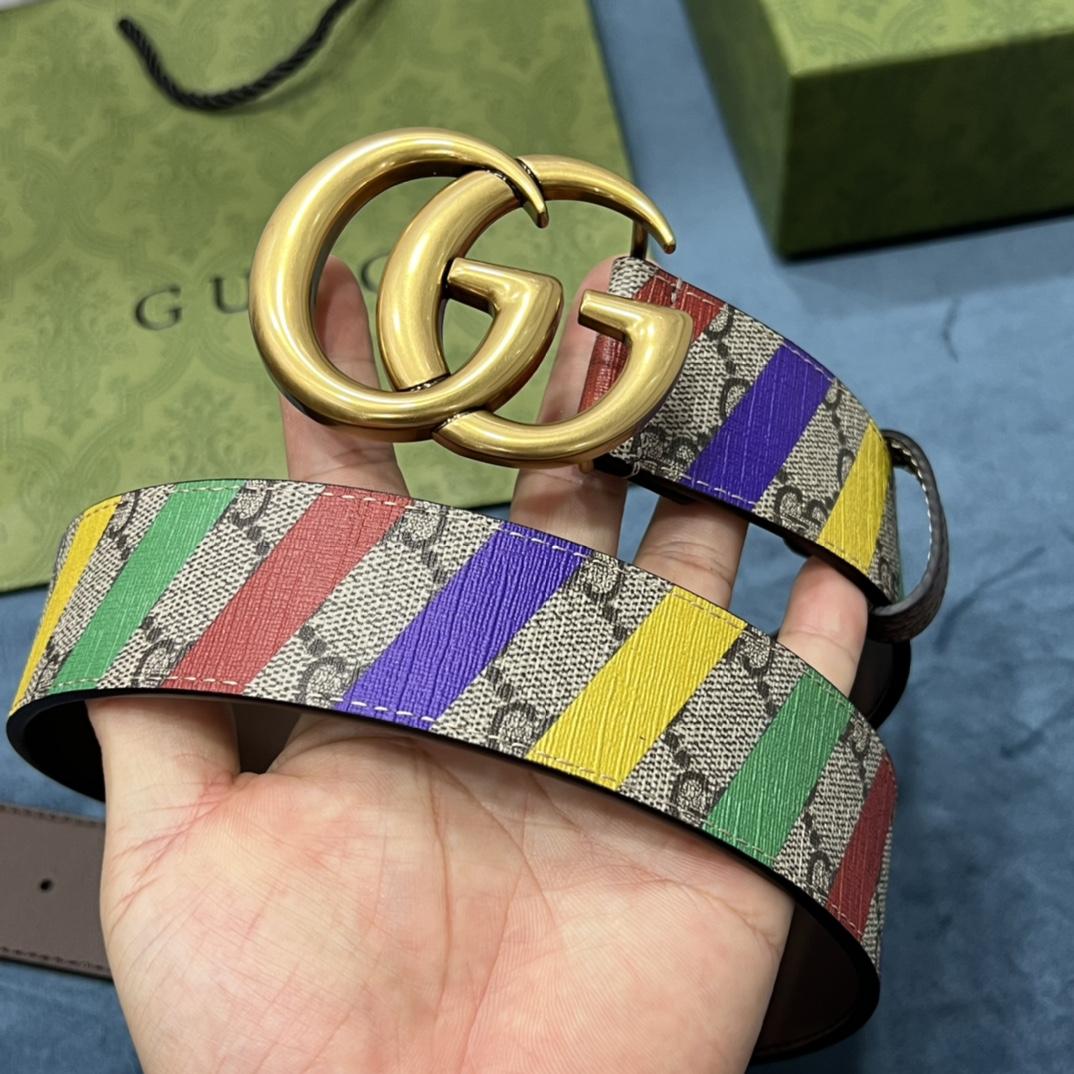 Gucci Striped Belt With Double G - EUR FASHION