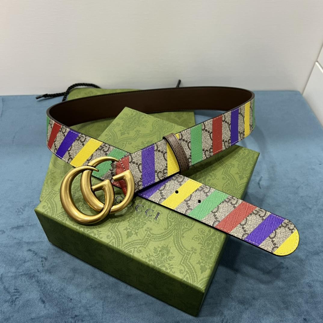 Gucci Striped Belt With Double G - EUR FASHION