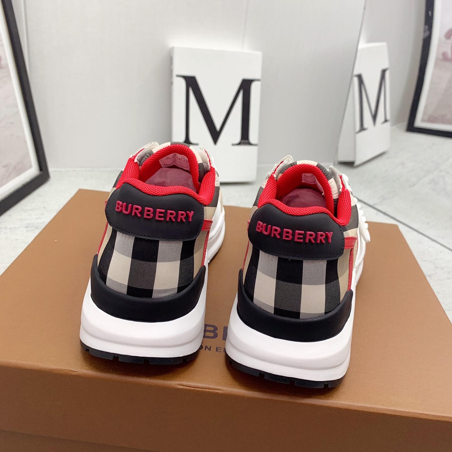 Burberry Check Nylon And Leather Sneakers - EUR FASHION