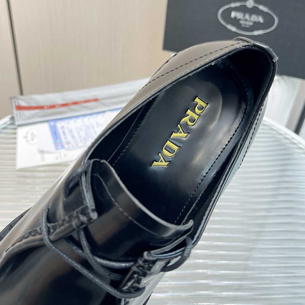 Prada Brushed Leather Lace-Up Shoes - EUR FASHION