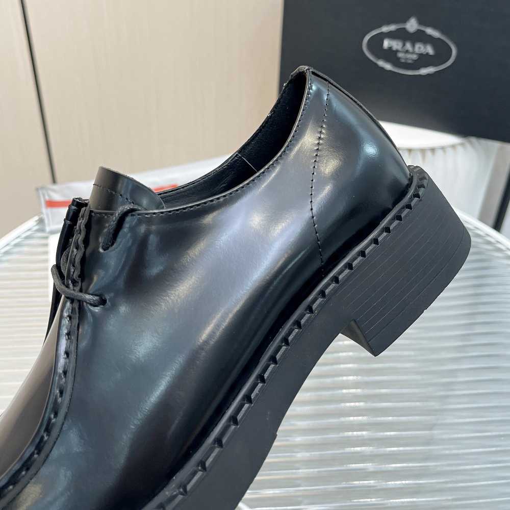 Prada Brushed Leather Lace-Up Shoes - EUR FASHION