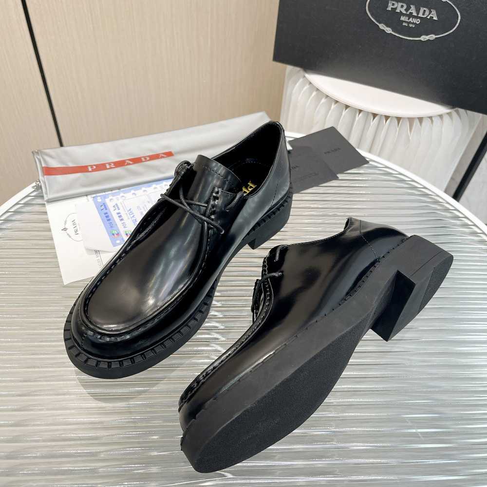 Prada Brushed Leather Lace-Up Shoes - EUR FASHION
