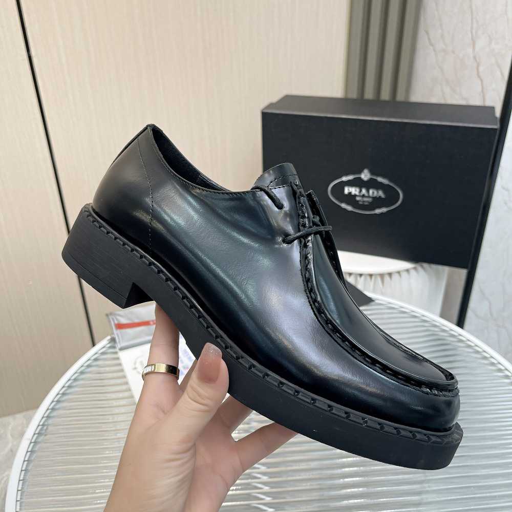 Prada Brushed Leather Lace-Up Shoes - EUR FASHION