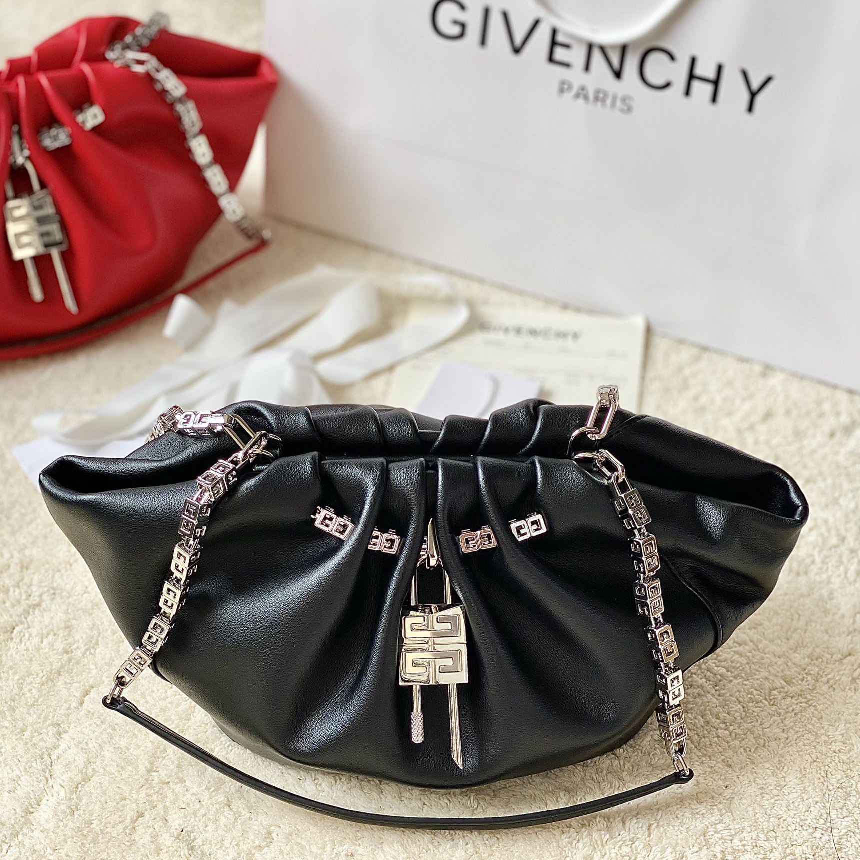 Givenchy Small Kenny Bag In Smooth Leather - Black(32-22-17cm) - EUR FASHION