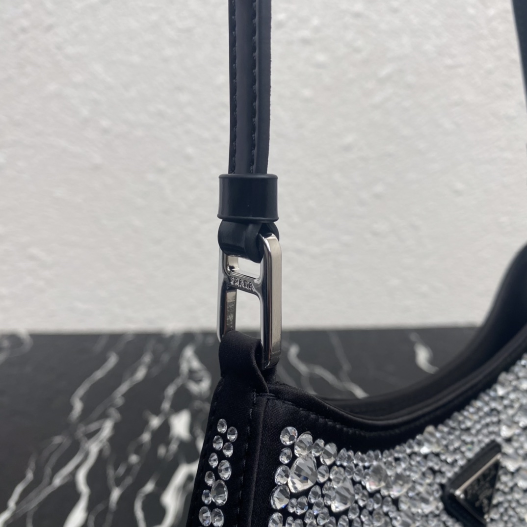 Prada Cleo Satin Bag With Crystals(22-18.5-4.5CM) - EUR FASHION