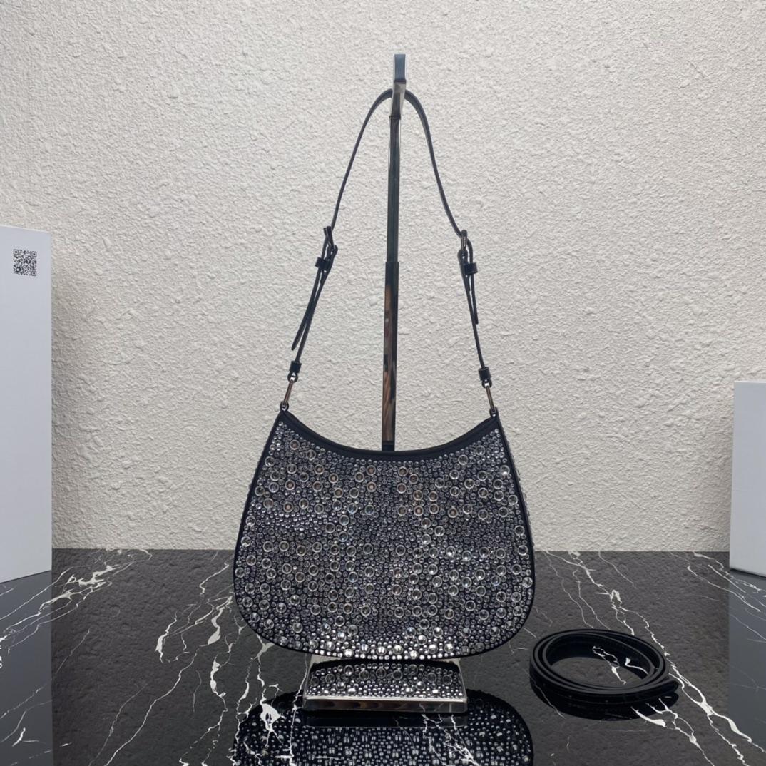 Prada Cleo Satin Bag With Crystals(22-18.5-4.5CM) - EUR FASHION