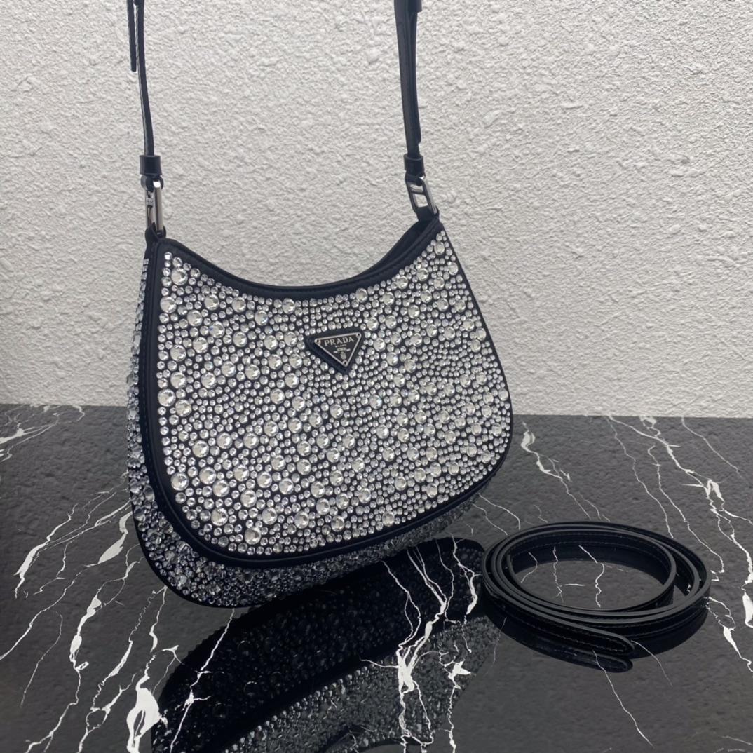Prada Cleo Satin Bag With Crystals(22-18.5-4.5CM) - EUR FASHION