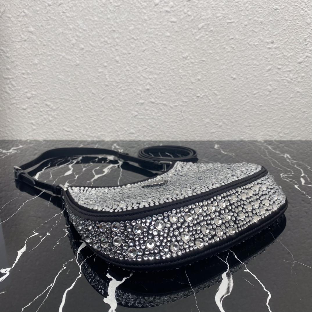 Prada Cleo Satin Bag With Crystals(22-18.5-4.5CM) - EUR FASHION