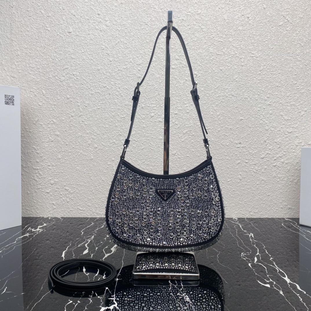 Prada Cleo Satin Bag With Crystals(22-18.5-4.5CM) - EUR FASHION
