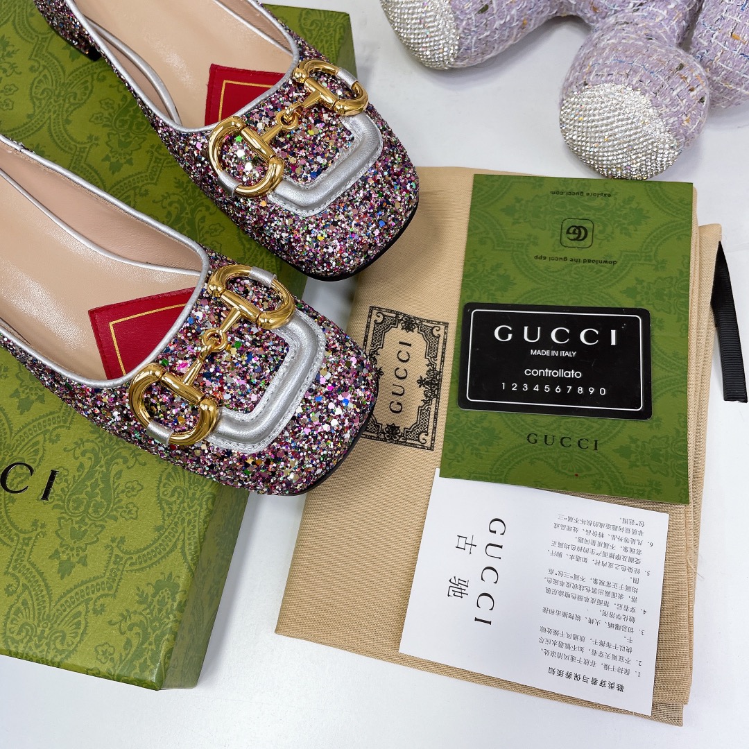 Gucci Lovelight Crystal Ballet Flat With Horsebit - EUR FASHION