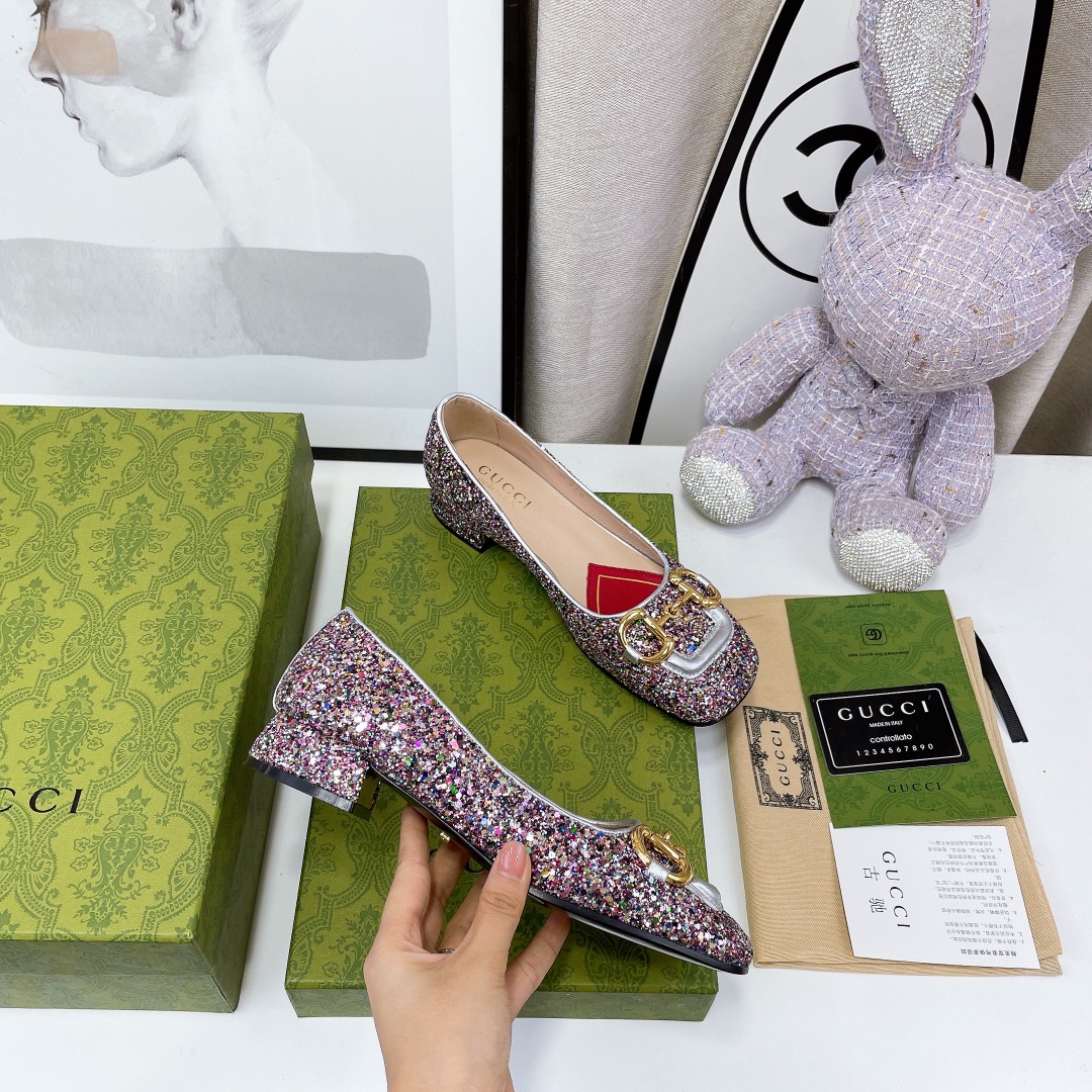 Gucci Lovelight Crystal Ballet Flat With Horsebit - EUR FASHION