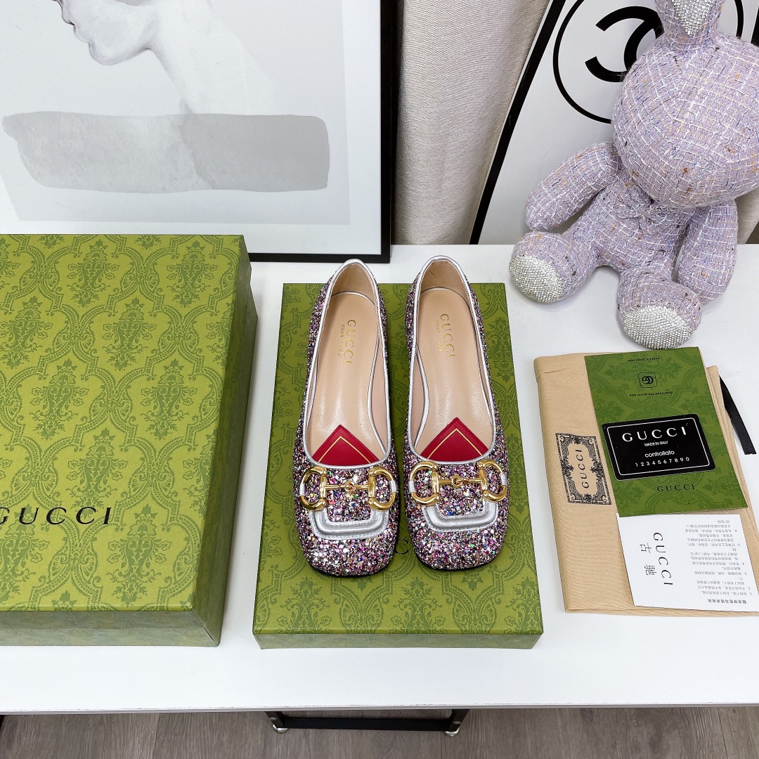 Gucci Lovelight Crystal Ballet Flat With Horsebit - EUR FASHION
