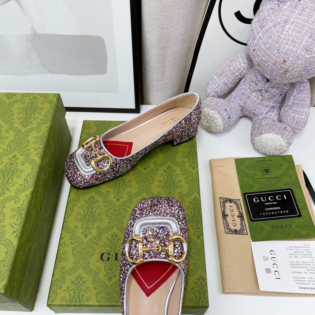 Gucci Lovelight Crystal Ballet Flat With Horsebit - EUR FASHION