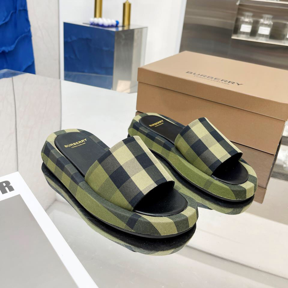 Burberry Check Cotton Slides - EUR FASHION