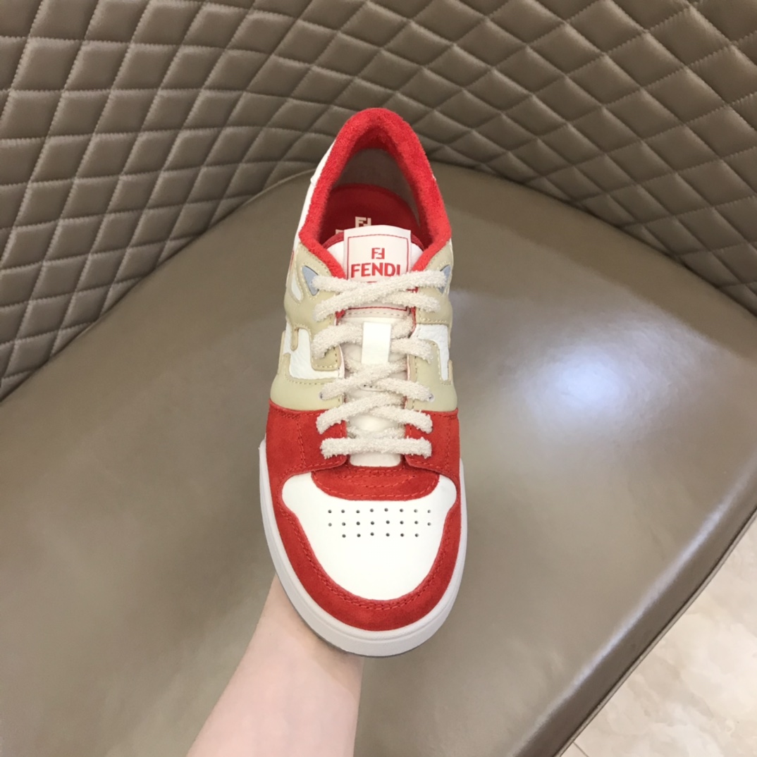 Fendi Red Leather Low-Tops Sneakers - EUR FASHION