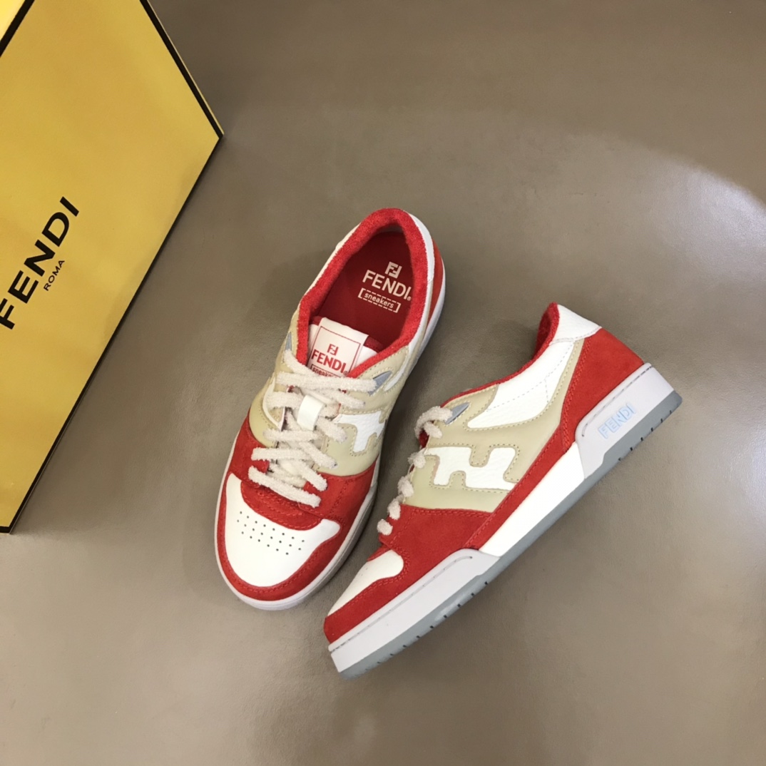 Fendi Red Leather Low-Tops Sneakers - EUR FASHION