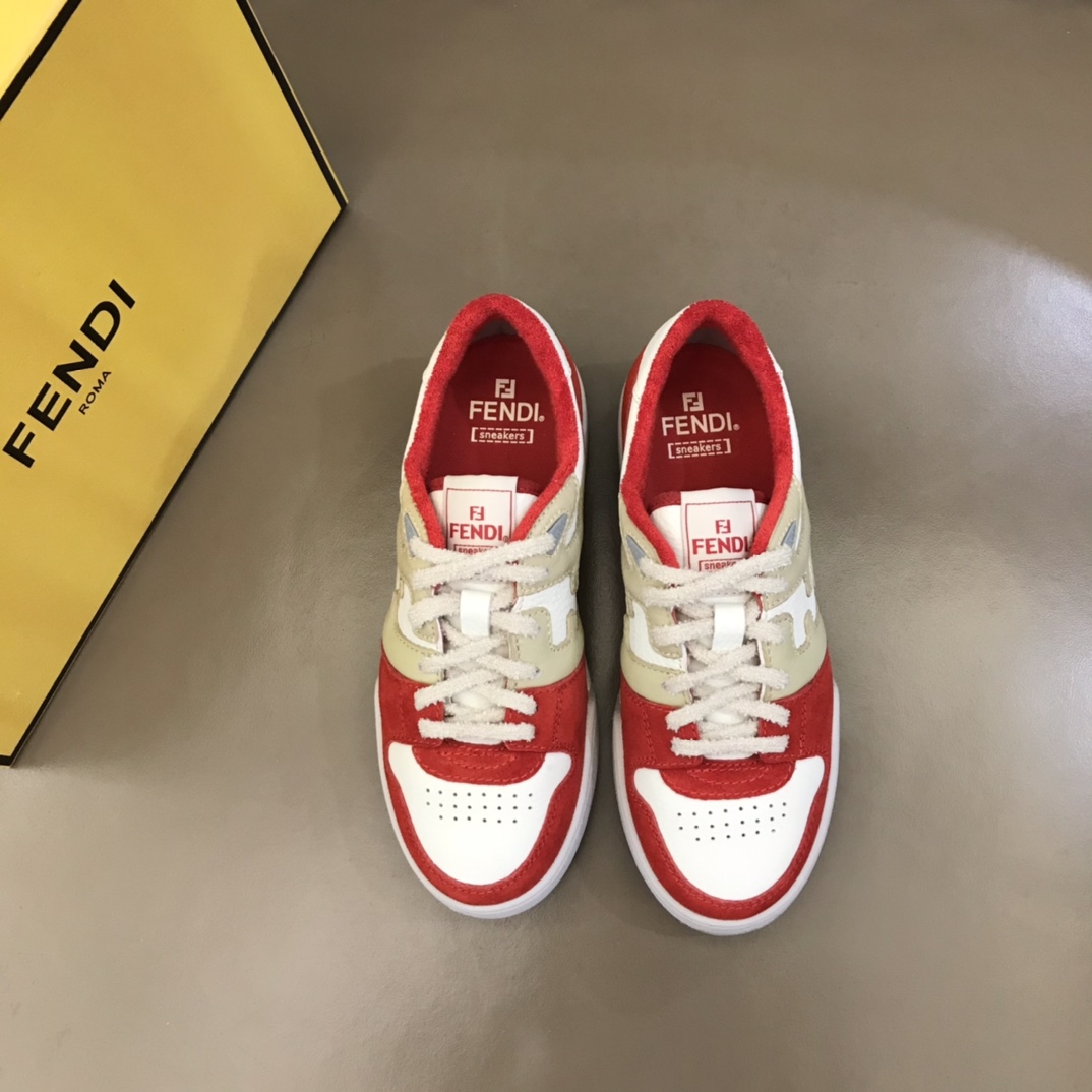 Fendi Red Leather Low-Tops Sneakers - EUR FASHION