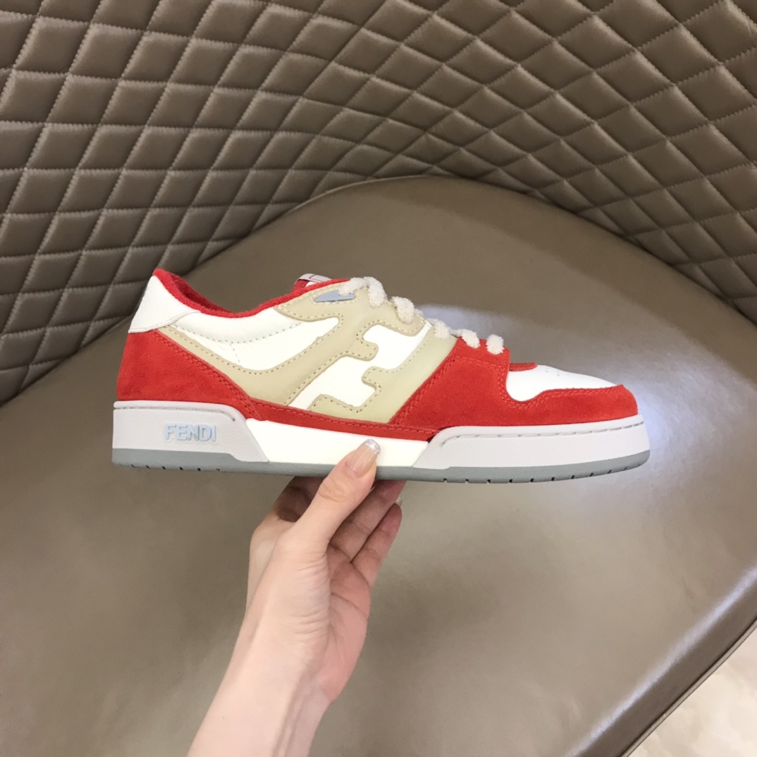 Fendi Red Leather Low-Tops Sneakers - EUR FASHION
