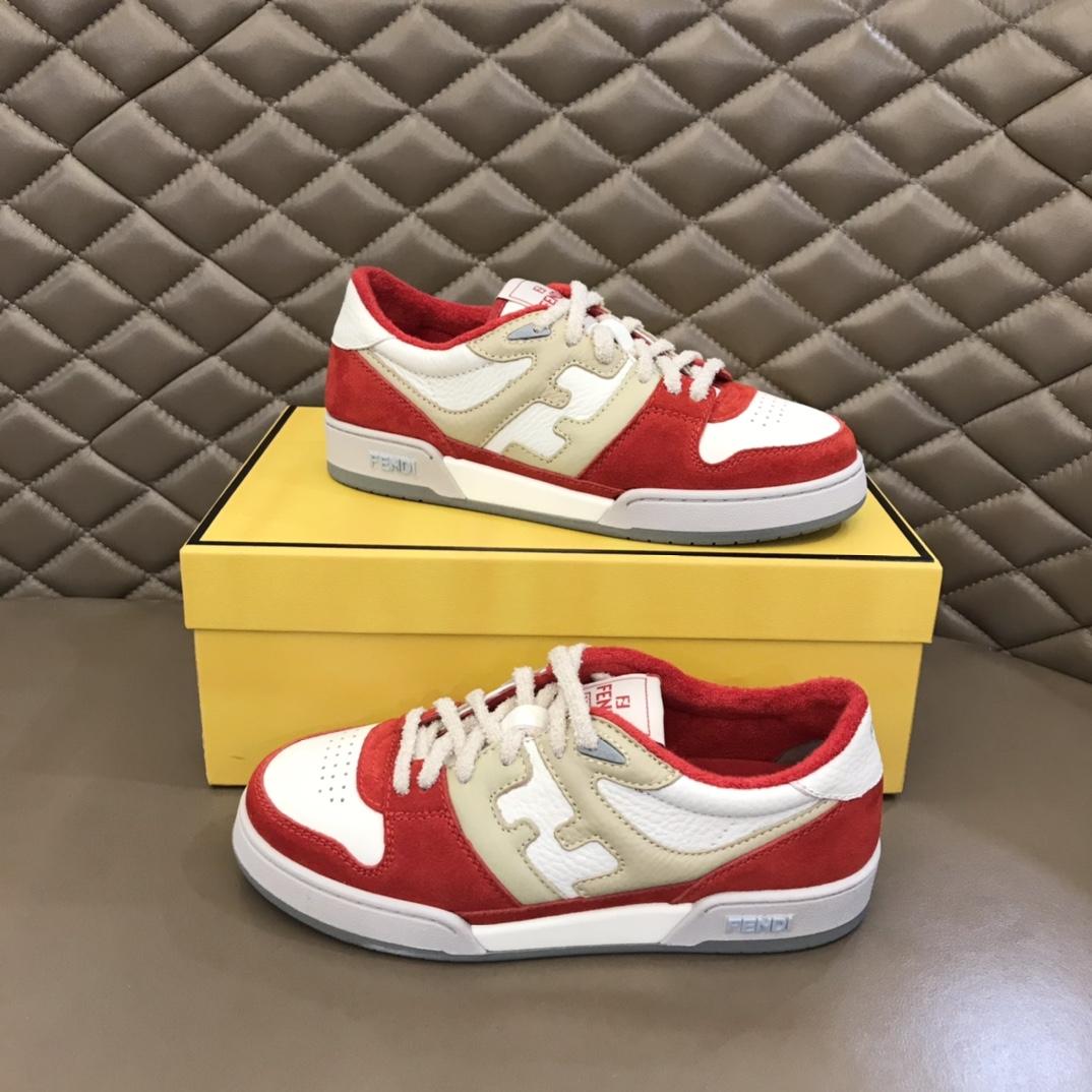 Fendi Red Leather Low-Tops Sneakers - EUR FASHION