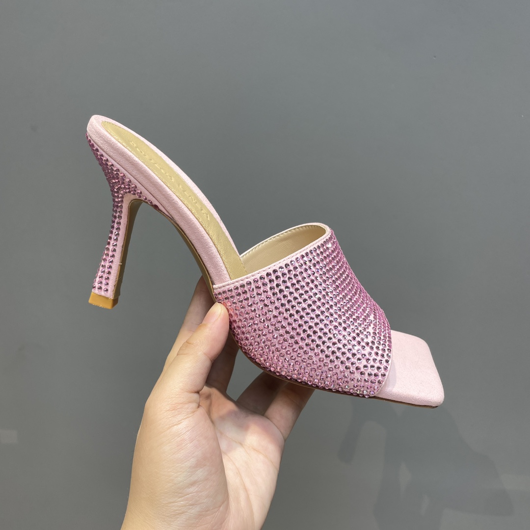 Bottega Veneta Stretch Strass-Embellished Silk Mules - EUR FASHION