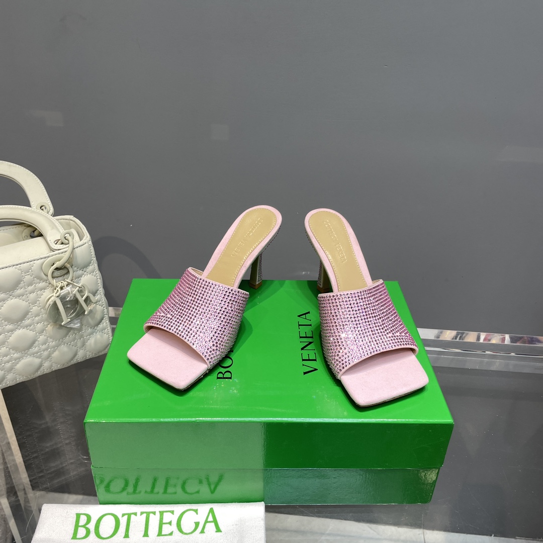 Bottega Veneta Stretch Strass-Embellished Silk Mules - EUR FASHION