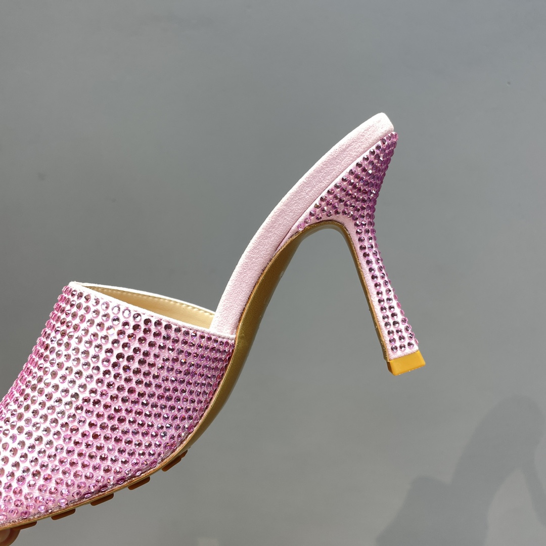 Bottega Veneta Stretch Strass-Embellished Silk Mules - EUR FASHION