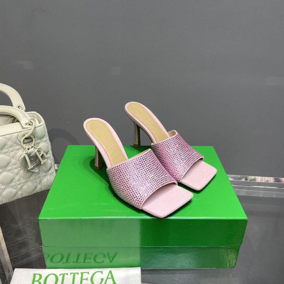 Bottega Veneta Stretch Strass-Embellished Silk Mules - EUR FASHION