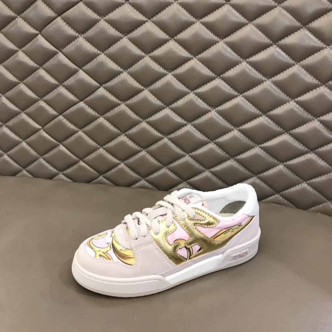 Fendi Match Fendace Printed Pink Satin Low-Tops Sneakers - EUR FASHION