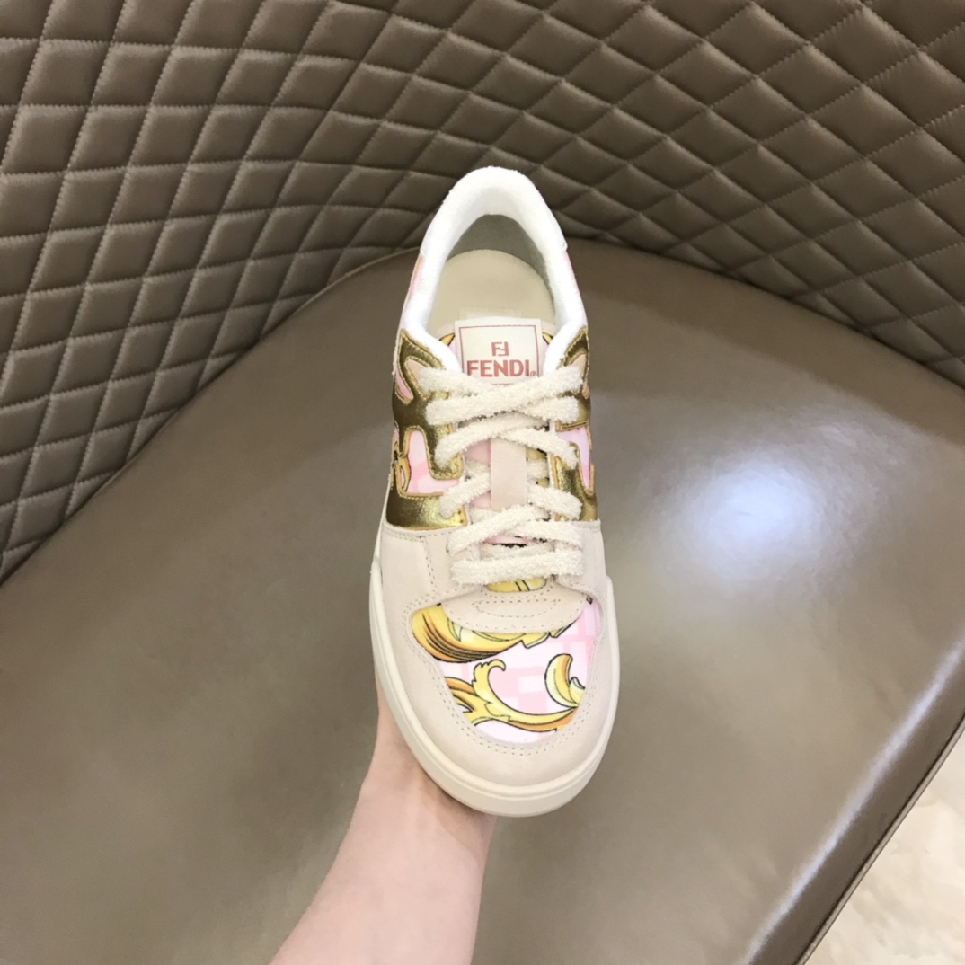 Fendi Match Fendace Printed Pink Satin Low-Tops Sneakers - EUR FASHION