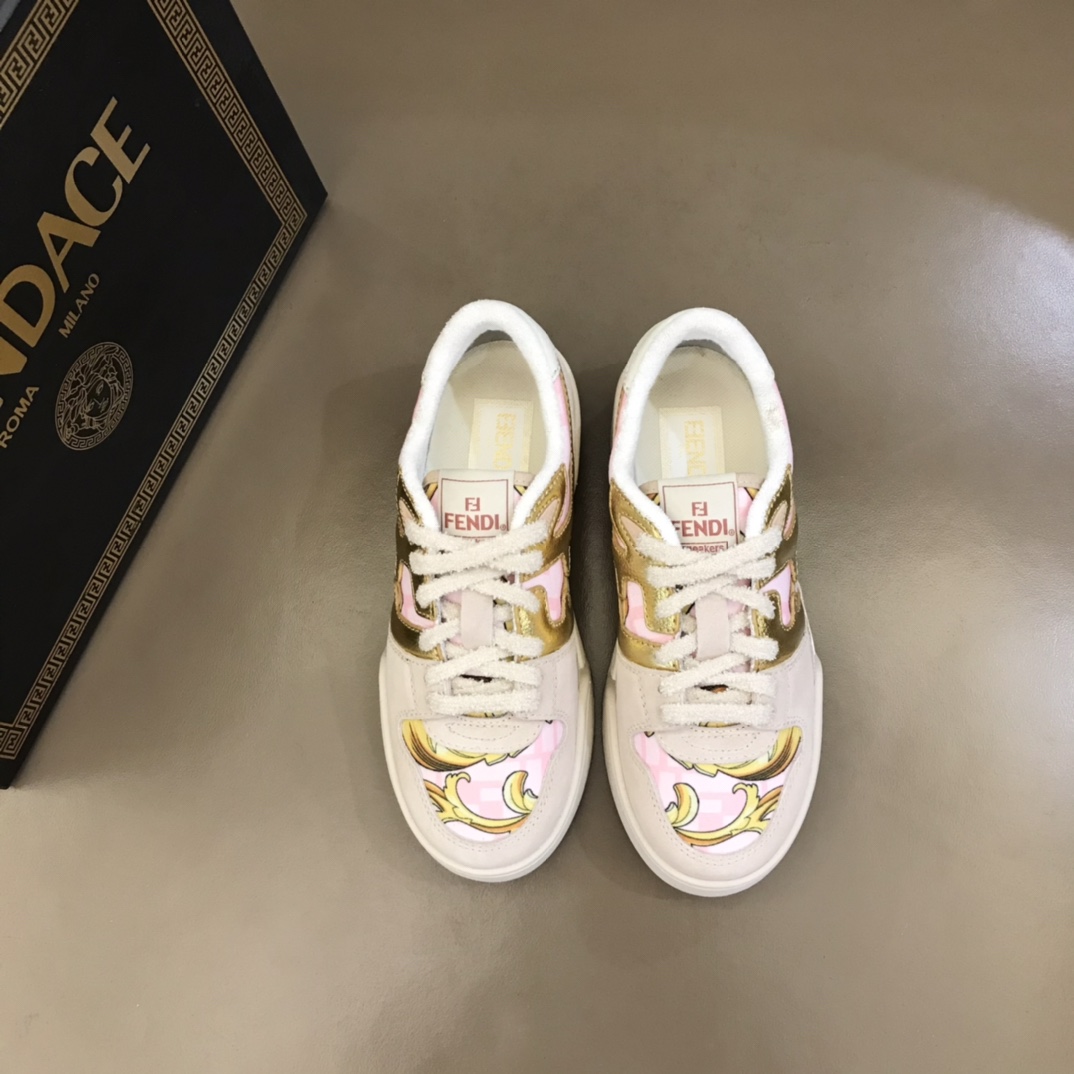 Fendi Match Fendace Printed Pink Satin Low-Tops Sneakers - EUR FASHION