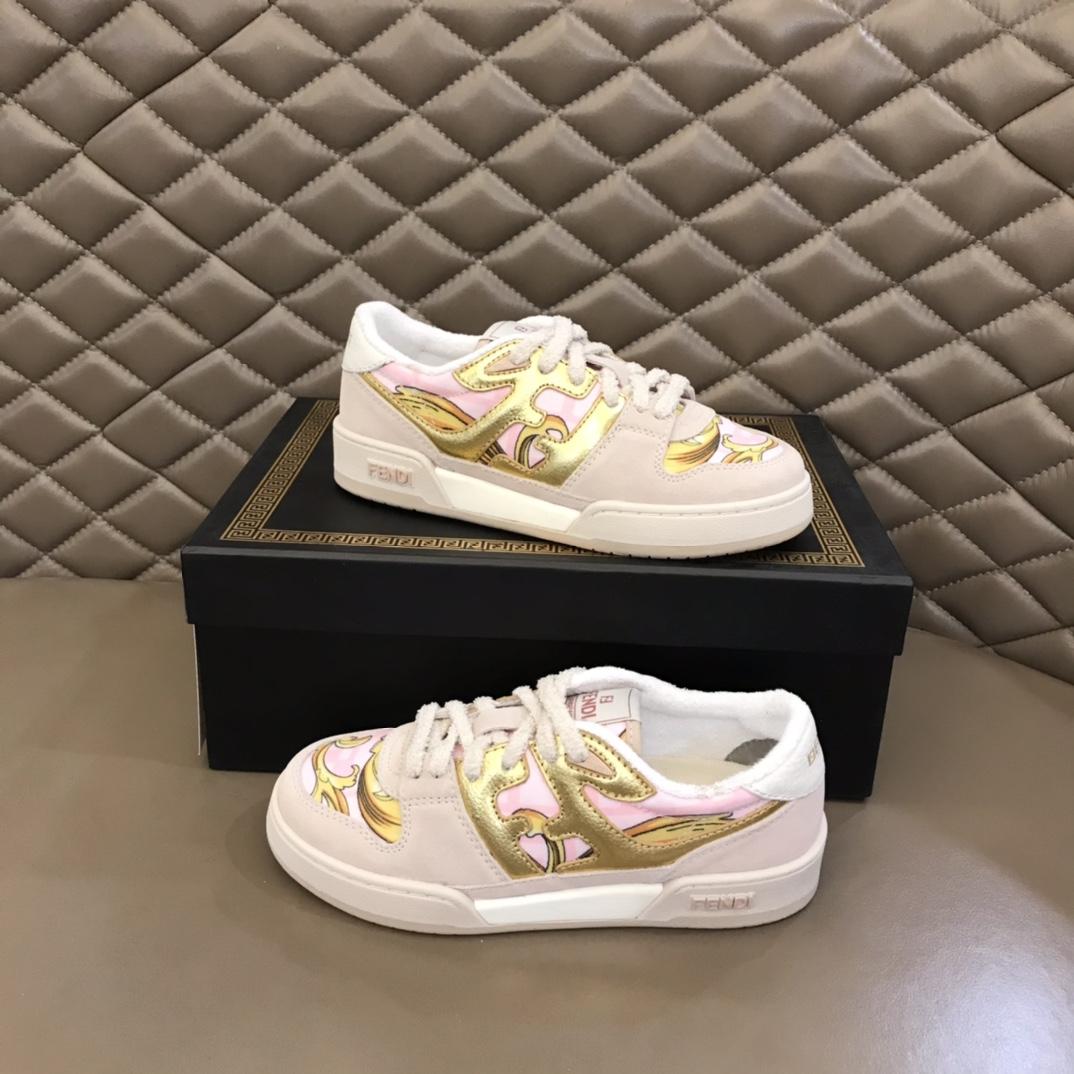Fendi Match Fendace Printed Pink Satin Low-Tops Sneakers - EUR FASHION