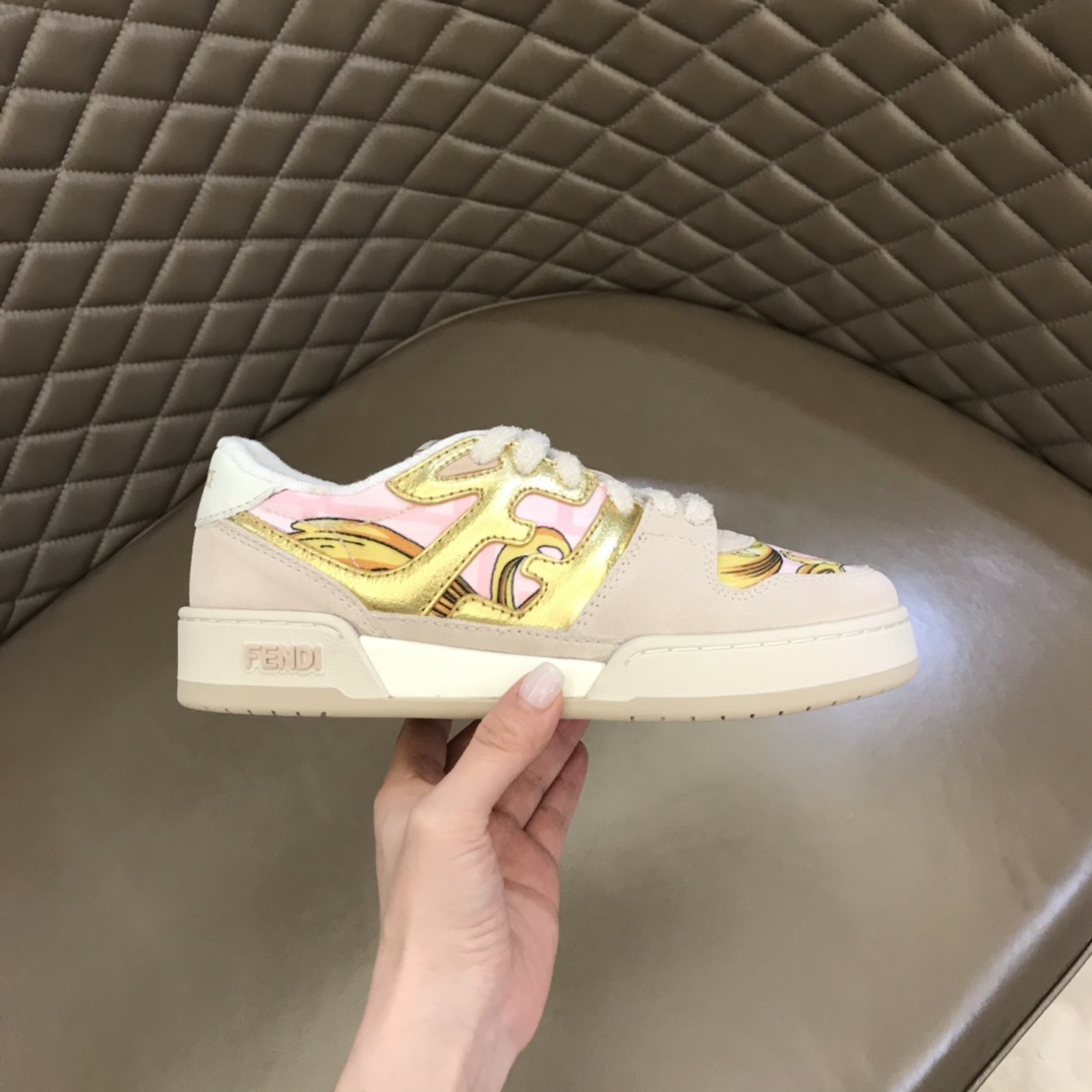 Fendi Match Fendace Printed Pink Satin Low-Tops Sneakers - EUR FASHION