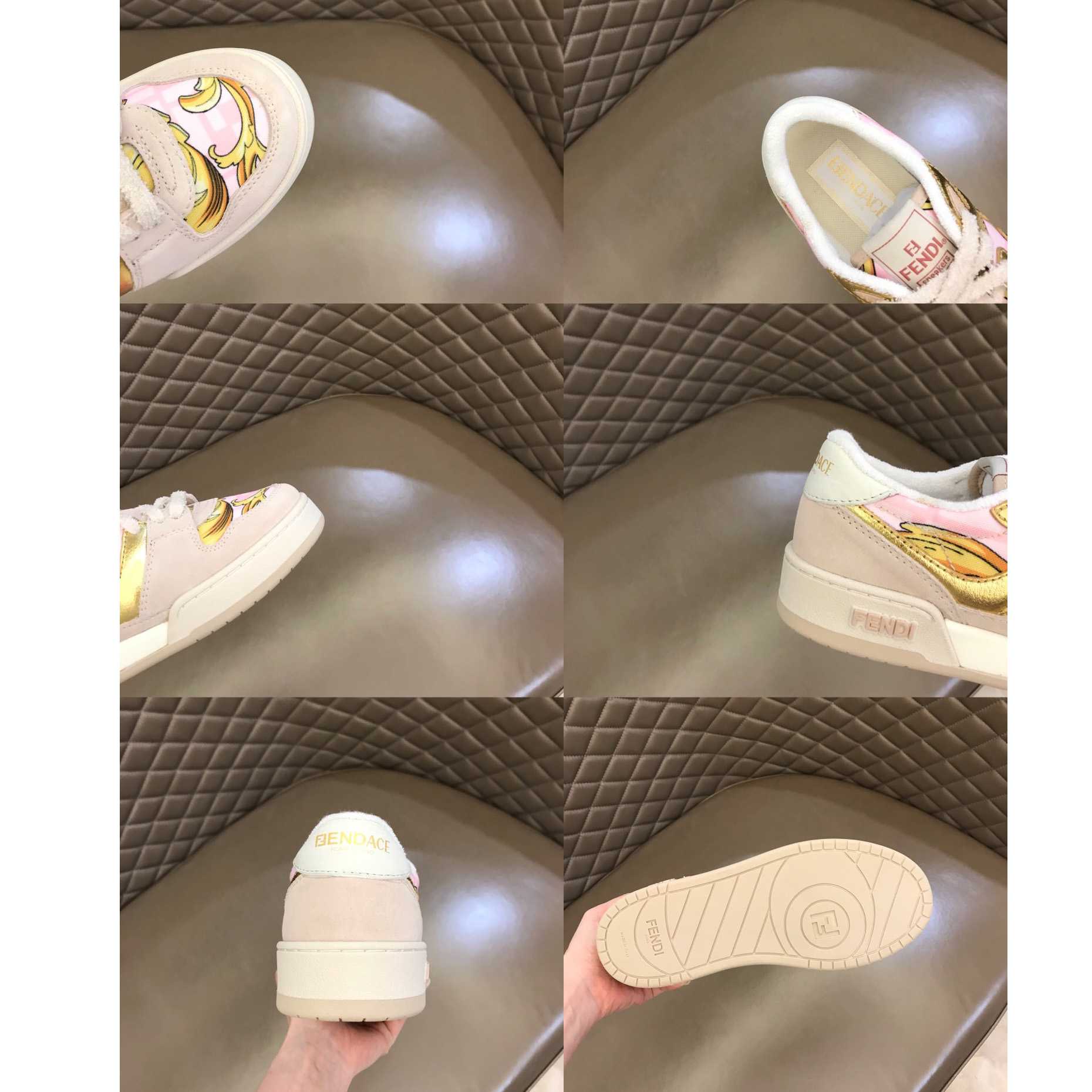 Fendi Match Fendace Printed Pink Satin Low-Tops Sneakers - EUR FASHION
