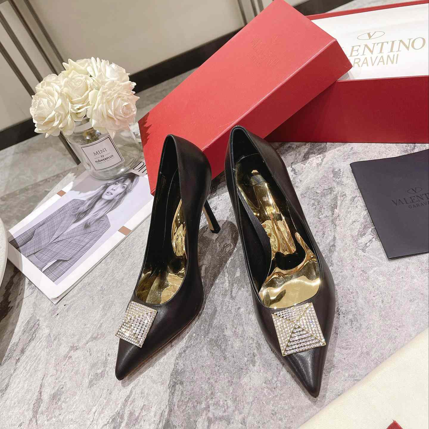 Valenti Garavani One Stud Pump With Crystal  100mm - EUR FASHION
