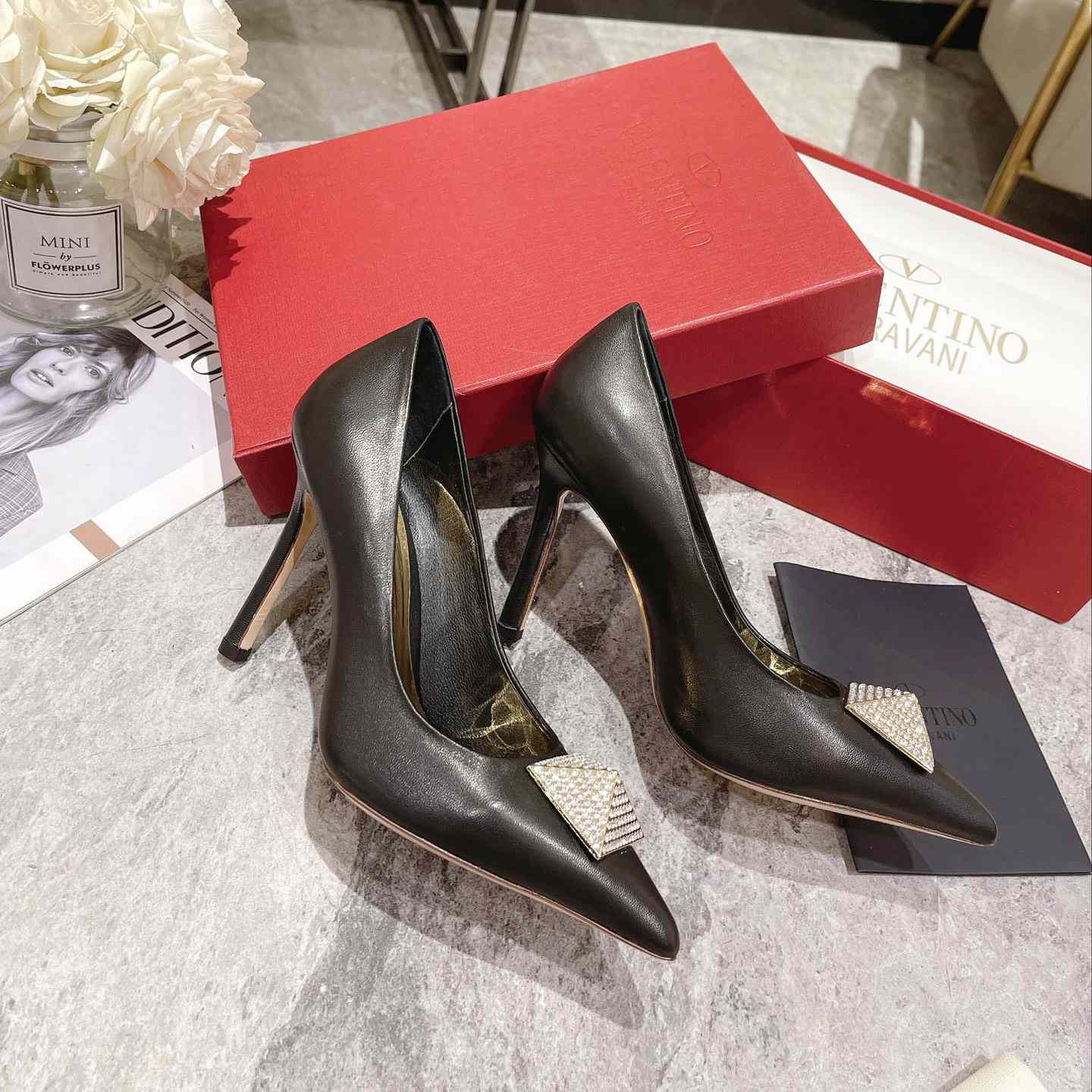 Valenti Garavani One Stud Pump With Crystal  100mm - EUR FASHION
