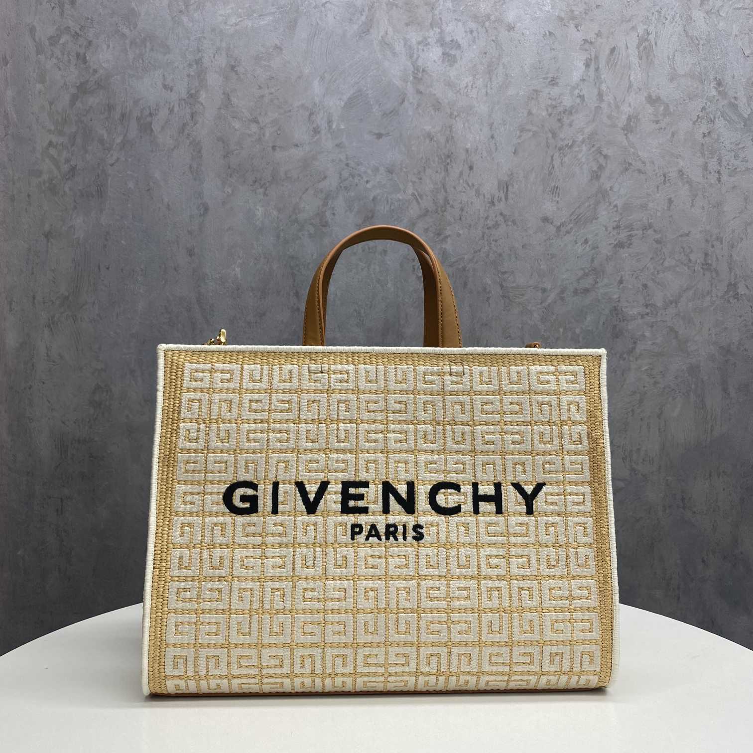 Givenchy Medium G Tote Shopping Bag In 4G Embroidered Raffia(37-28-11 cm) - EUR FASHION