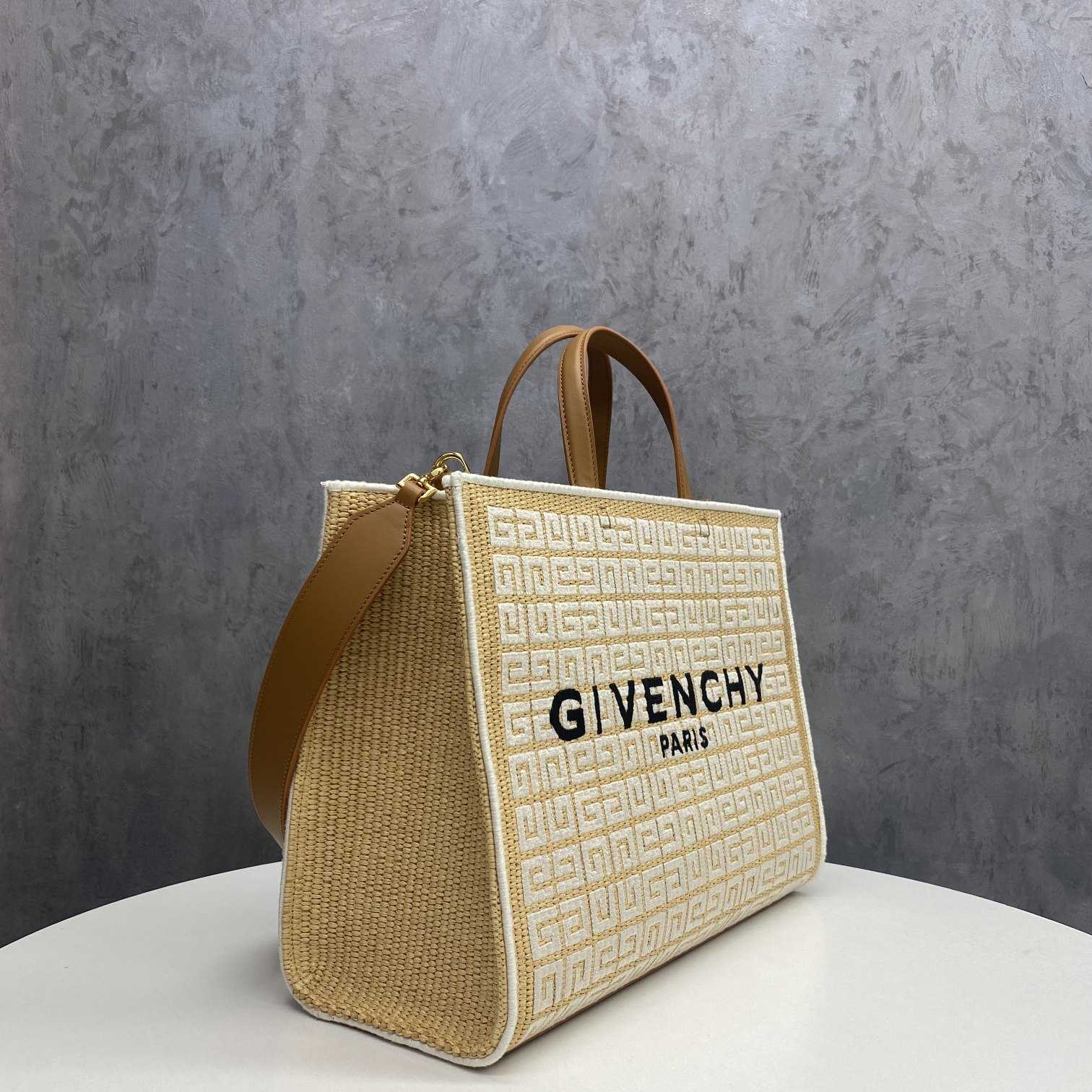 Givenchy Medium G Tote Shopping Bag In 4G Embroidered Raffia(37-28-11 cm) - EUR FASHION