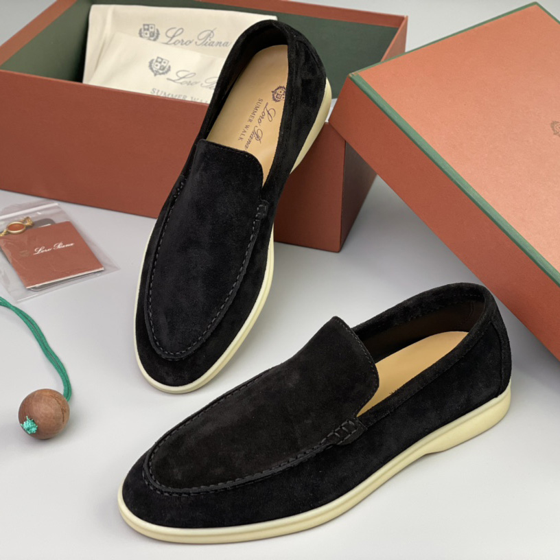Loro Piana Summer Walk Loafers In Black - EUR FASHION