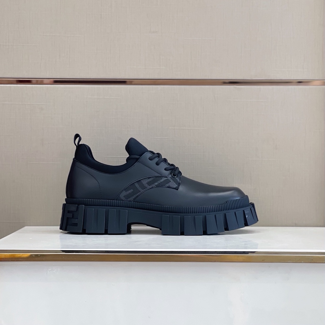 Fendi Black Leather Lace-Ups - EUR FASHION