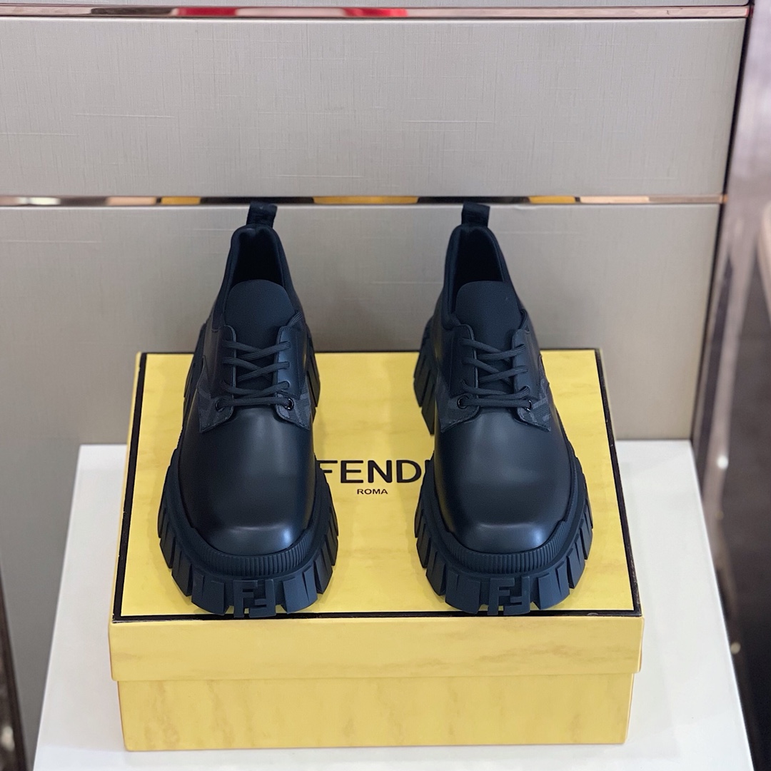 Fendi Black Leather Lace-Ups - EUR FASHION