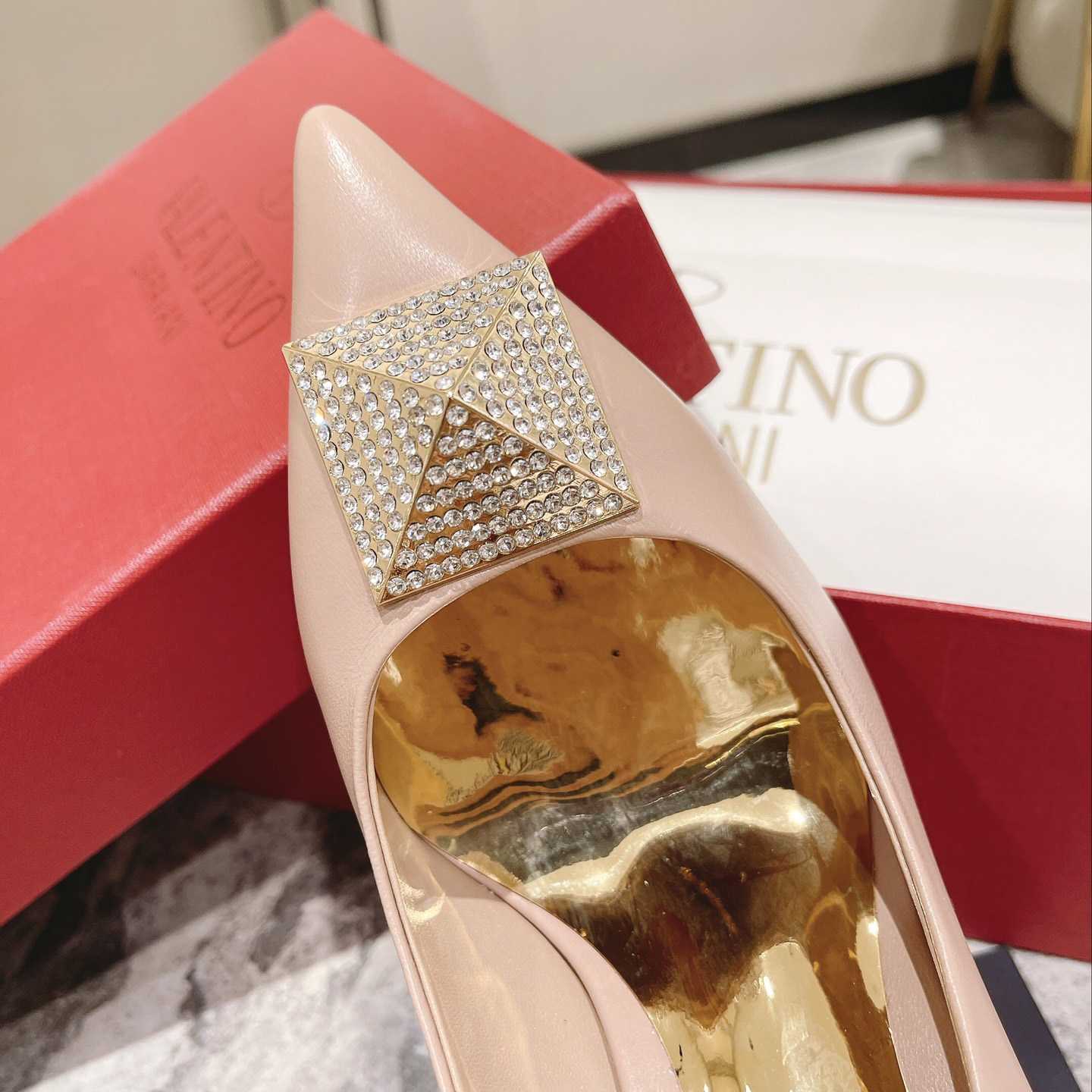 Valenti Garavani One Stud Pump With Crystals  100mm - EUR FASHION