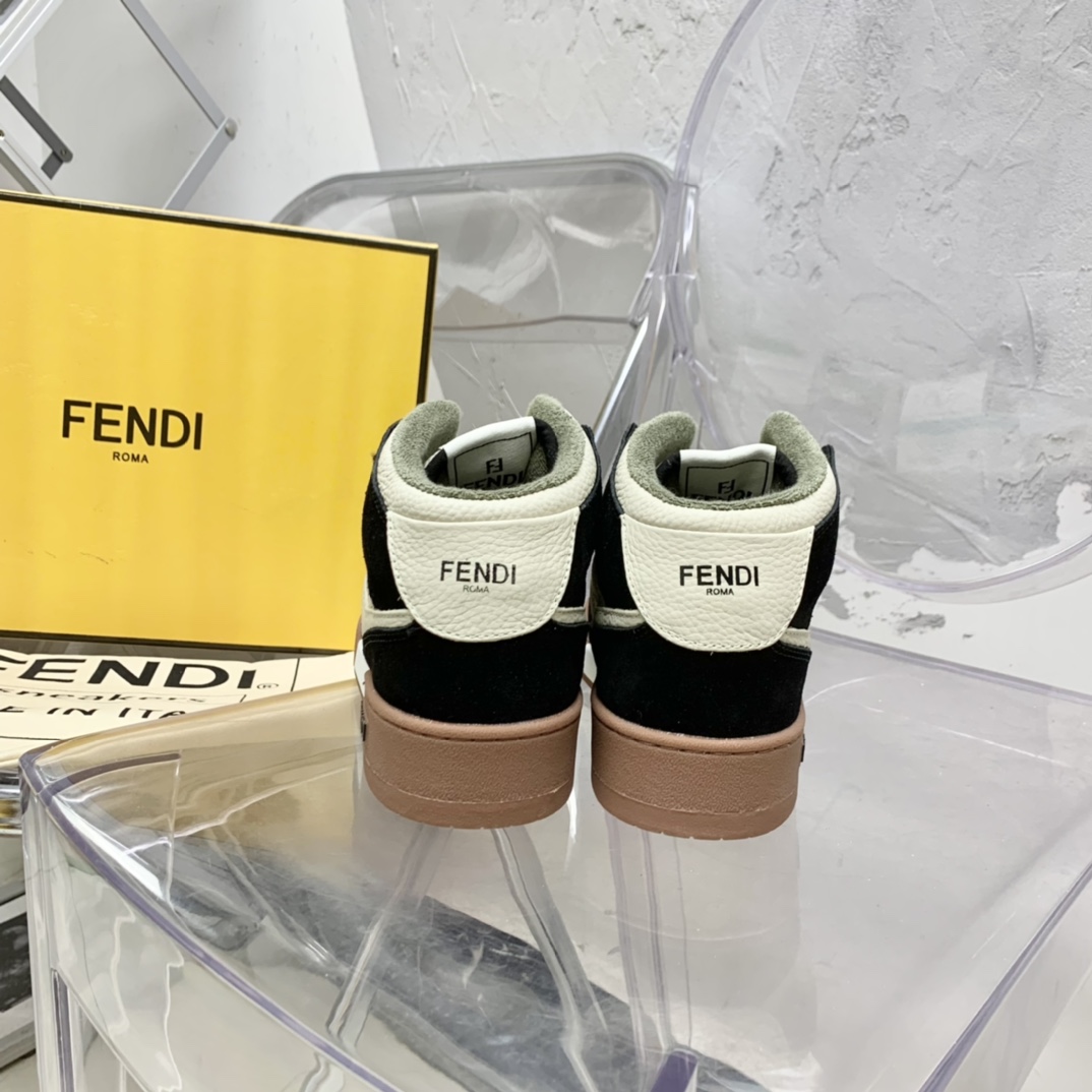 Fendi Match Black Leather High-Tops - EUR FASHION