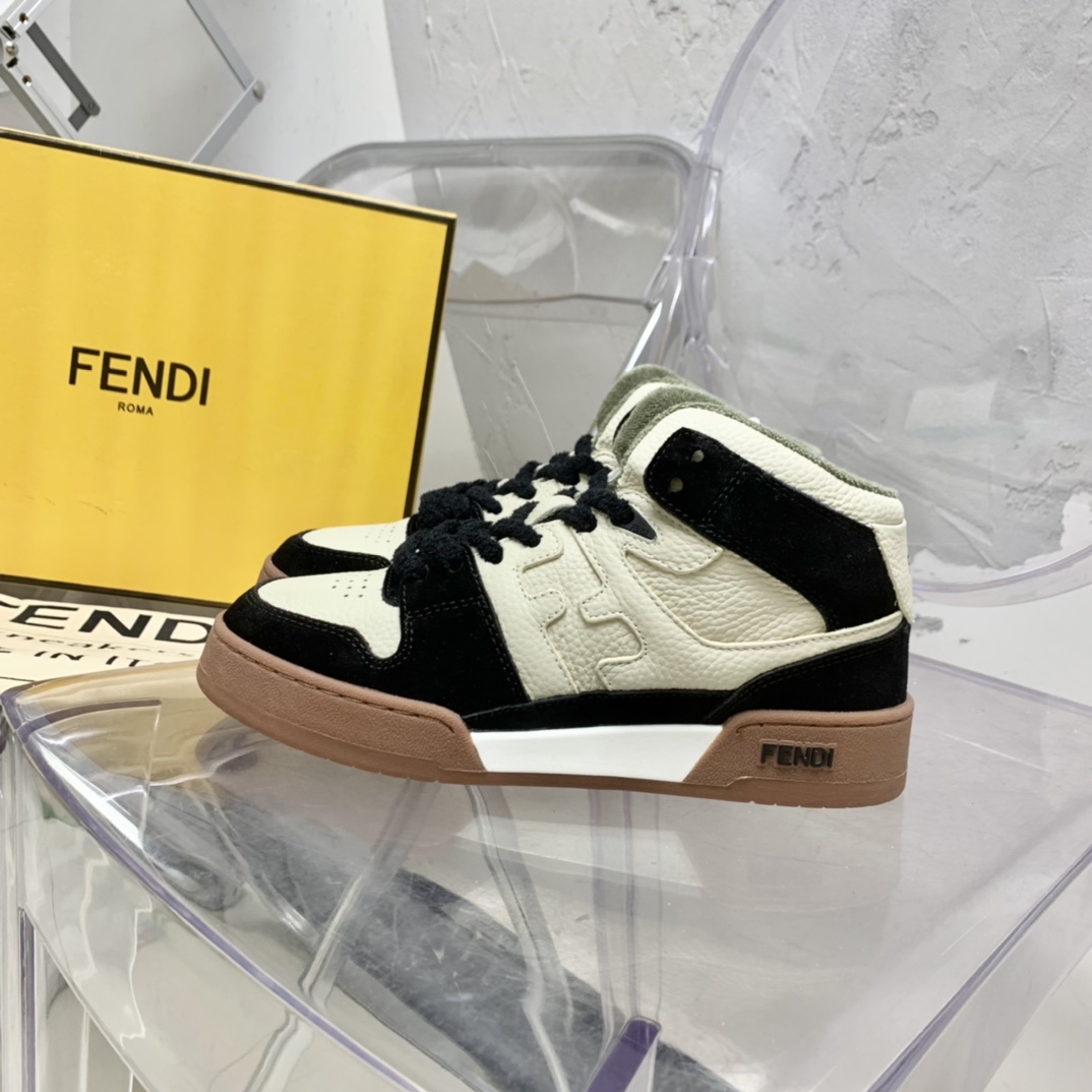 Fendi Match Black Leather High-Tops - EUR FASHION